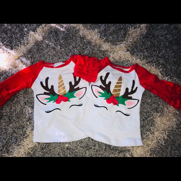 Unicorn Reindeer Ruffle Raglan - Picture 1 of 1